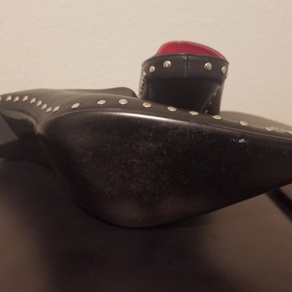 Vis A Vie Black Leather Italian Studded Mule - Picture 3 of 3
